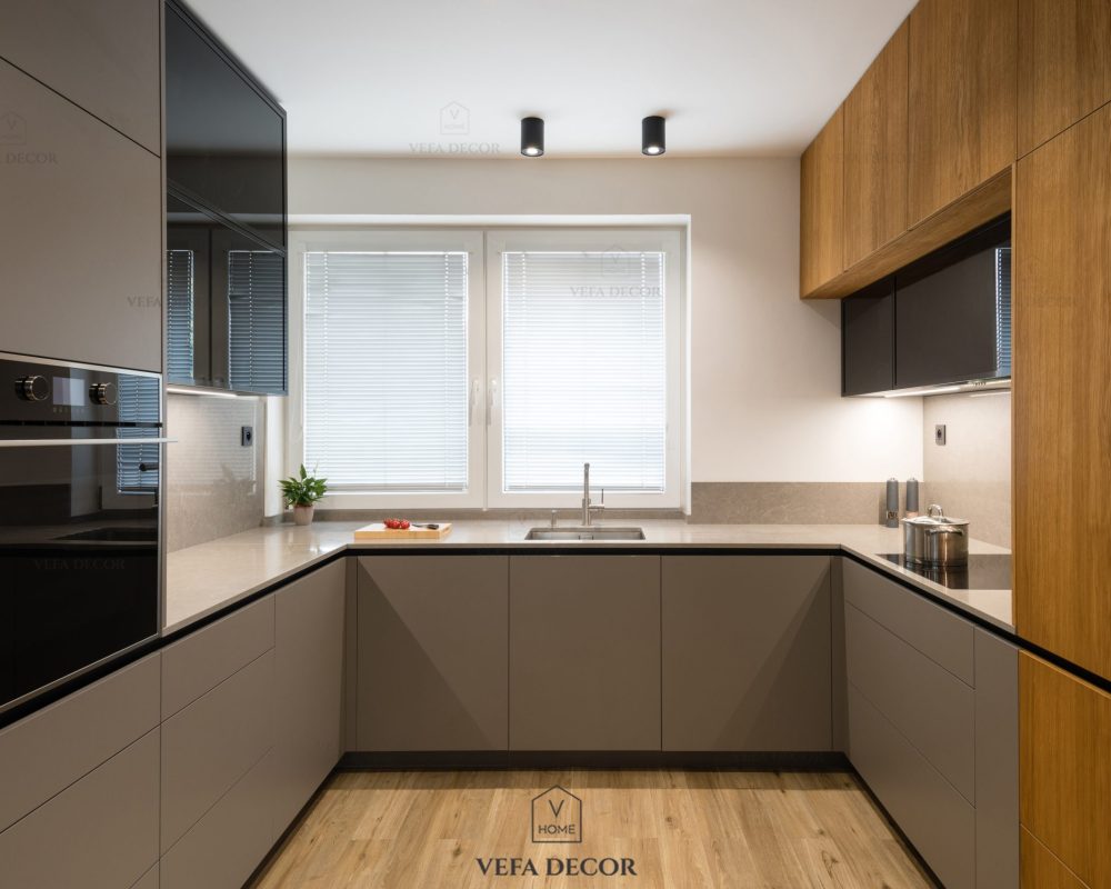 Modern kitchen with built in appliances