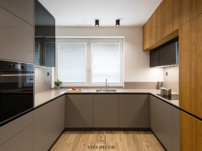 Modern kitchen with built in appliances