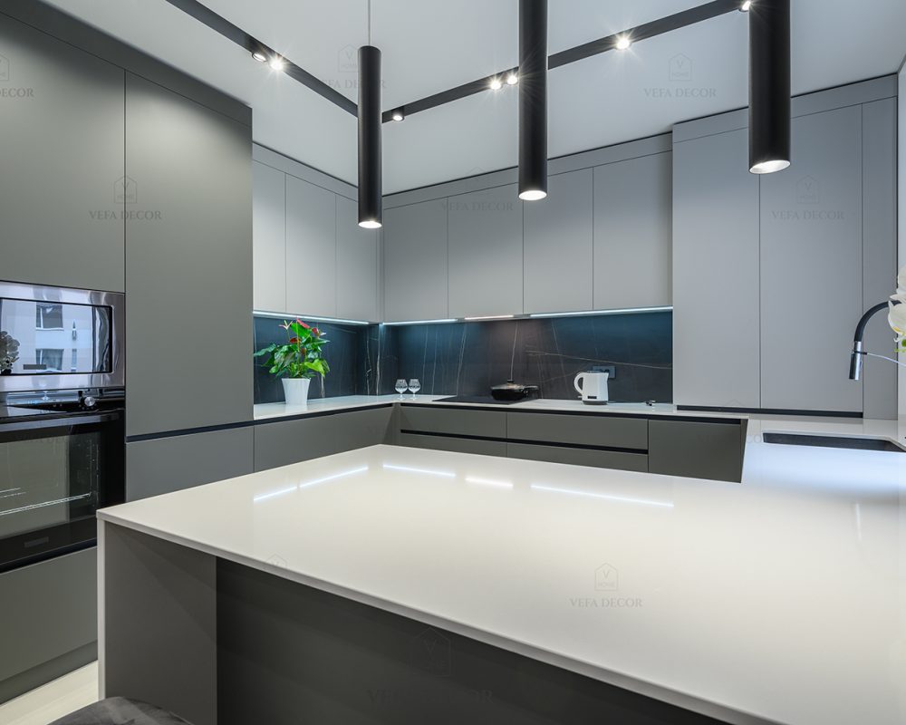 Luxury dining room and kitchen in studio apartment